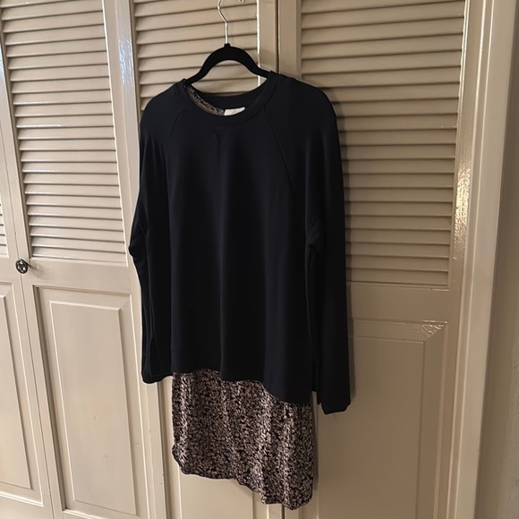 J. Jill Two-Piece Black Long Sleeve Top with Floral Dress - Picture 1 of 5